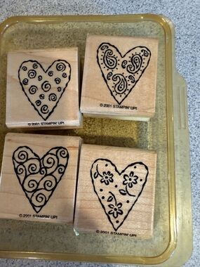 Stampin' Up! Wood Heart Stamp Set - Natural Wood, Black
